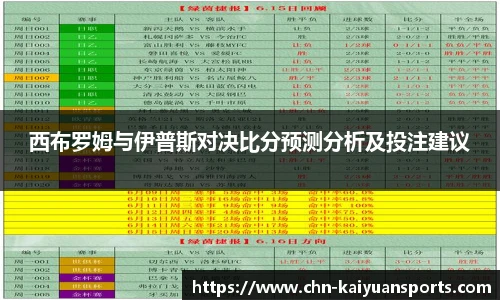 西布罗姆与伊普斯对决比分预测分析及投注建议